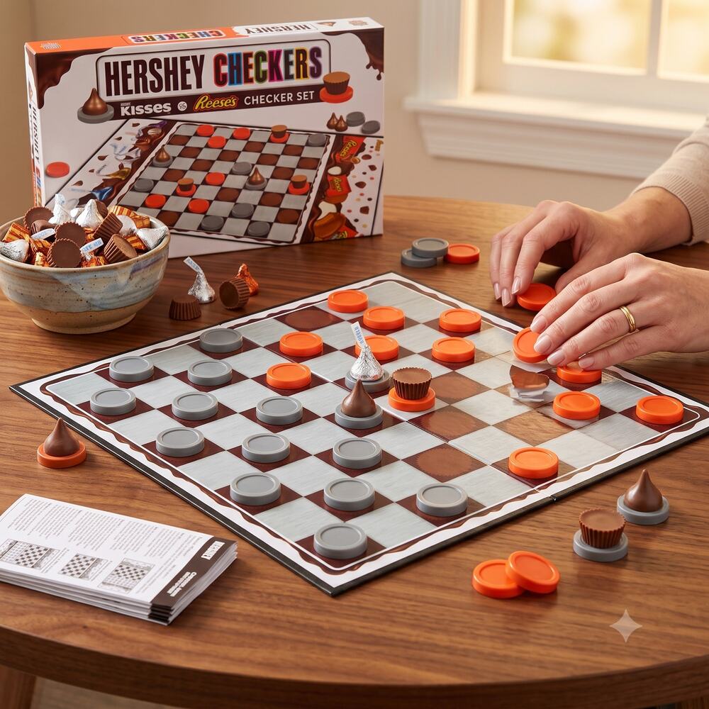 Hershey Checkers Kisses vs Reeses Checker Set Board Game Complete